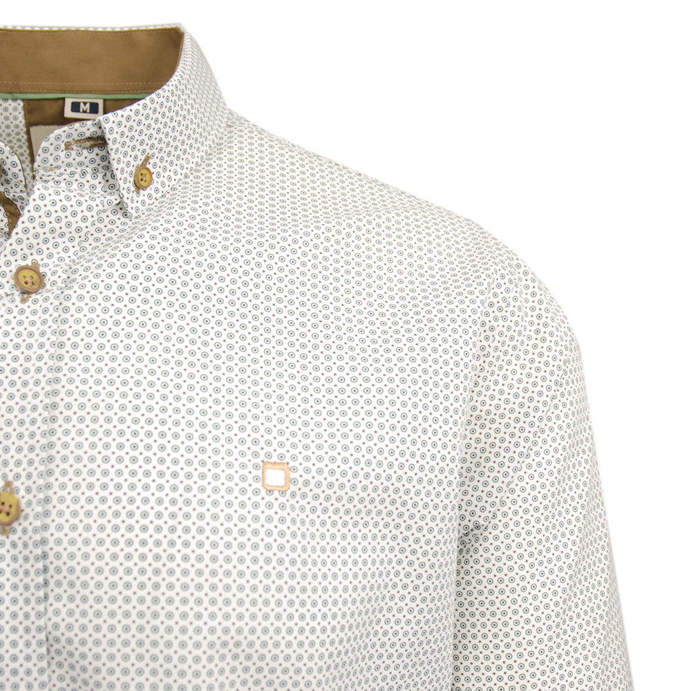 Valkoinen kauluspaita vihreällä / ruskealla kuviolla⎪ Pablo  ⎪  Y.S. Original