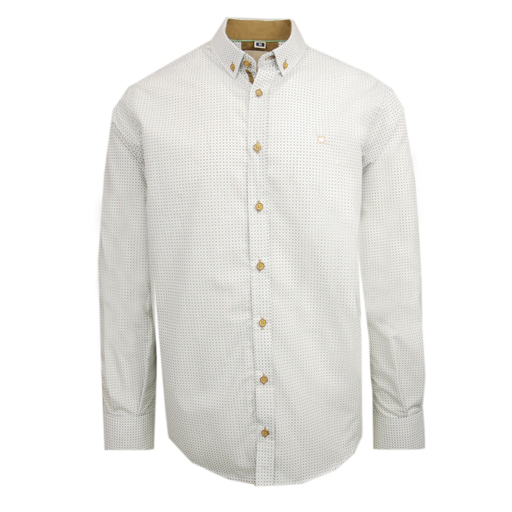 Valkoinen kauluspaita vihreällä / ruskealla kuviolla⎪ Pablo  ⎪  Y.S. Original