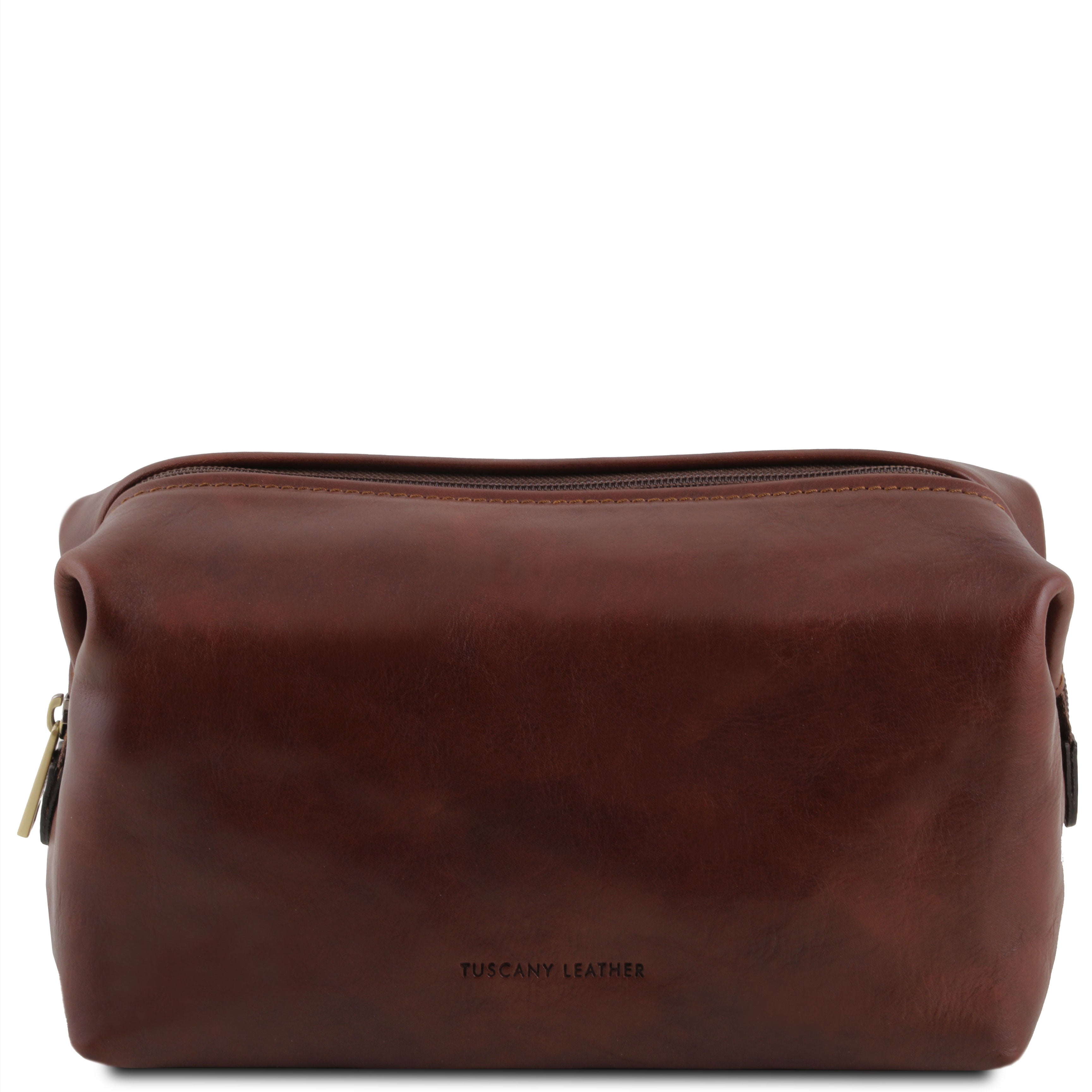 Große Kulturtasche aus braunem Leder⎪ Tuscany Leather
