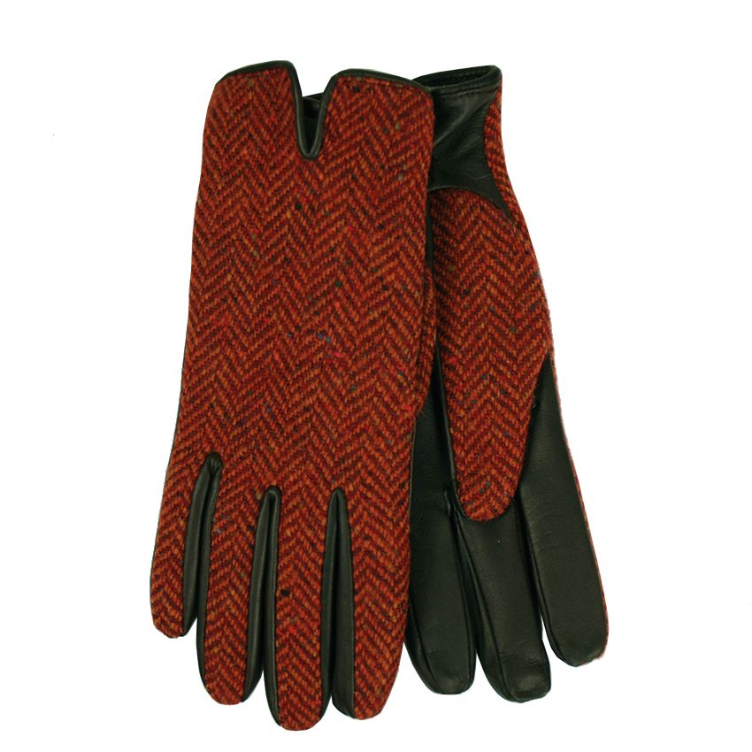 Red Tweed Sheepskin Gloves Chester Jefferies