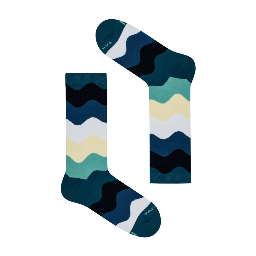 Blue-grey wave pattern socks U16M2 ⎪Takapara