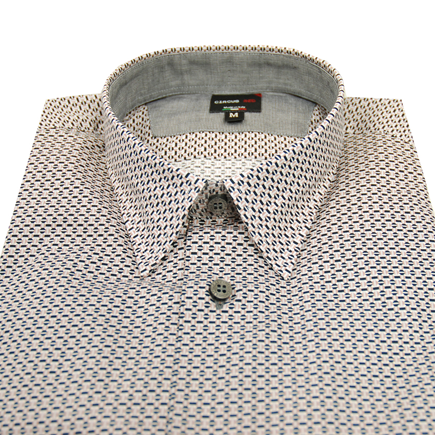Mønstret kraveskjorte grå Slim fit⎪Circus Donati Fausto