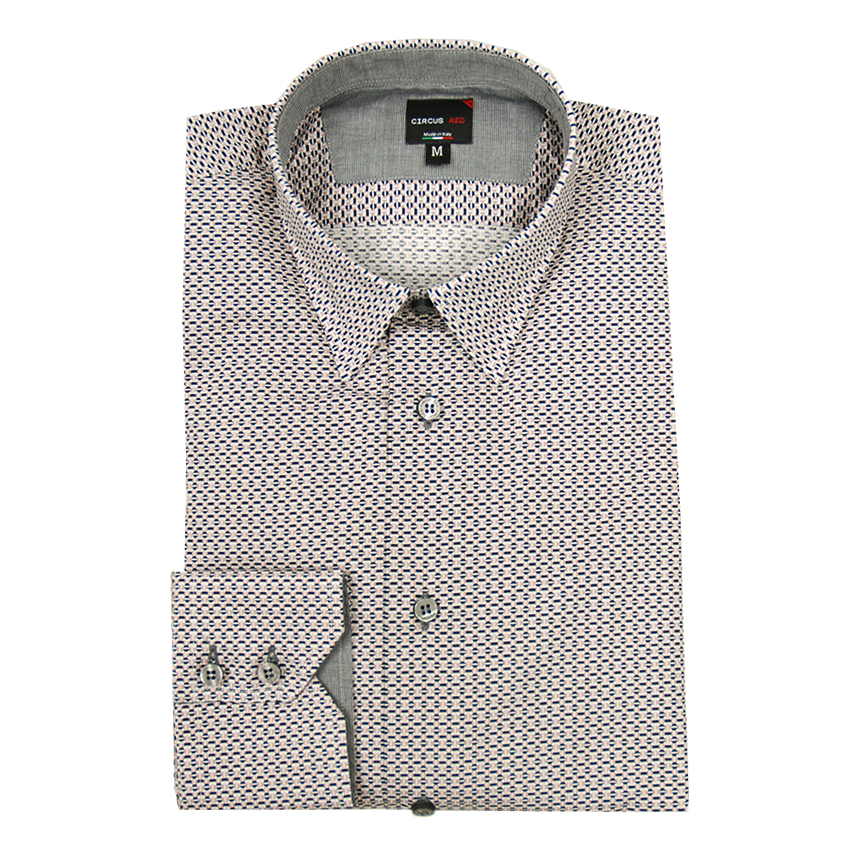 Mønstret kraveskjorte grå Slim fit⎪Circus Donati Fausto