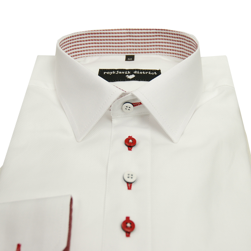 White collared shirt with red buttons⎪Reykjavik District