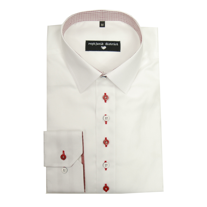 White collared shirt with red buttons⎪Reykjavik District