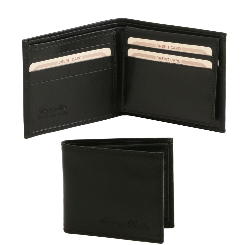 Black leather wallet ⎪3 Fold ⎪Tuscany Leather