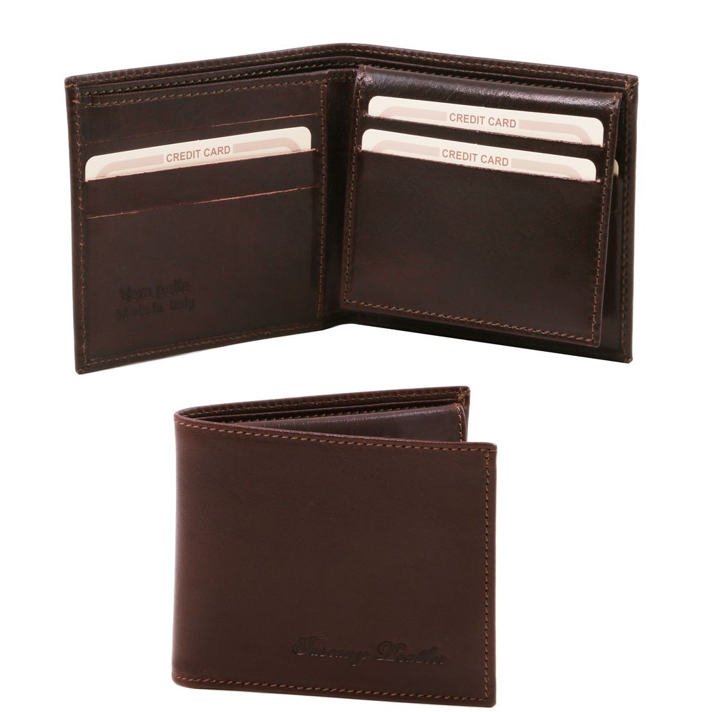 Dark brown leather wallet⎪ 3 Fold ⎪ Tuscany Leather