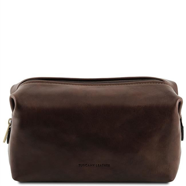 Large dark brown leather toilet bag⎪ Tuscany Leather