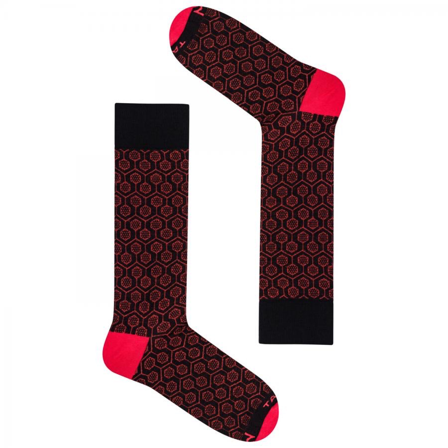 Red merino wool socks in a gift box 60M1⎪Takapara