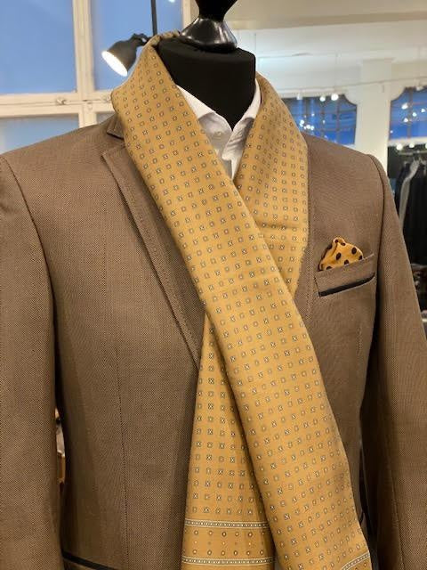 Light brown silk scarf with wool lining⎪Bojua