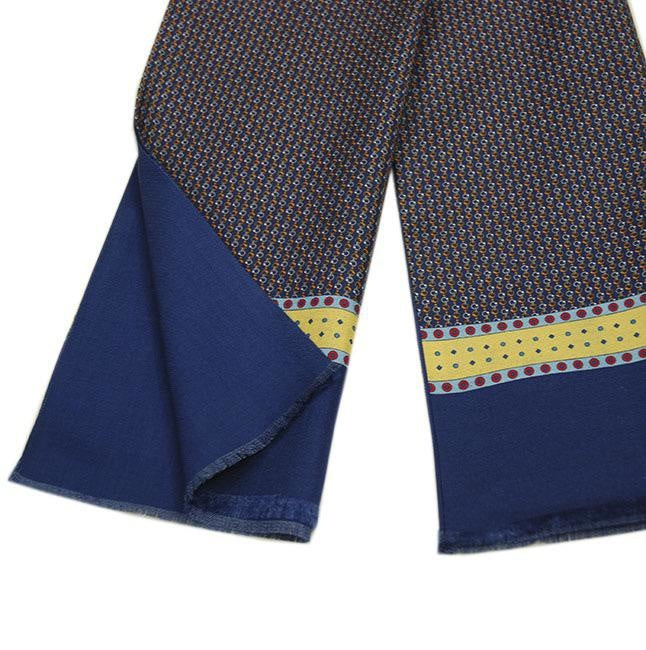 Blue silk scarf with wool lining⎪Bojua