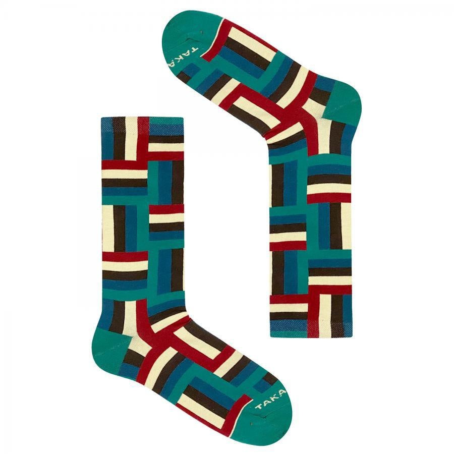 Turquoise patterned socks 12M3⎪ Takapara