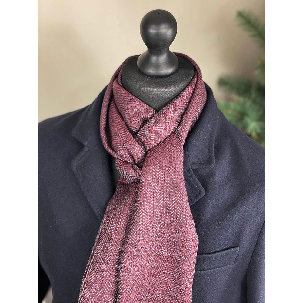 Dark red herringbone wool scarf⎪ Antartide