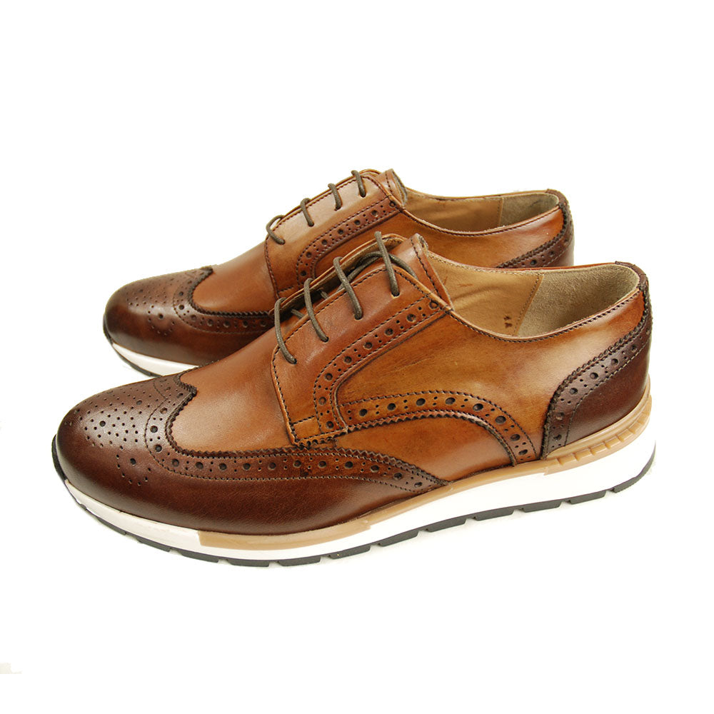 Two-tone brown leather shoe ⎪Nobile
