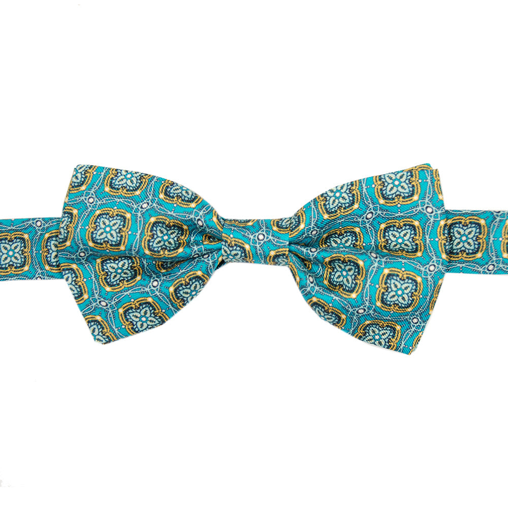 Turquoise patterned bow⎪ BP Silk