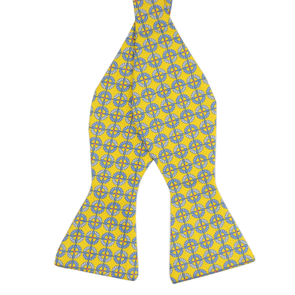 Yellow patterned self-knitting bow ⎪ BP Silk