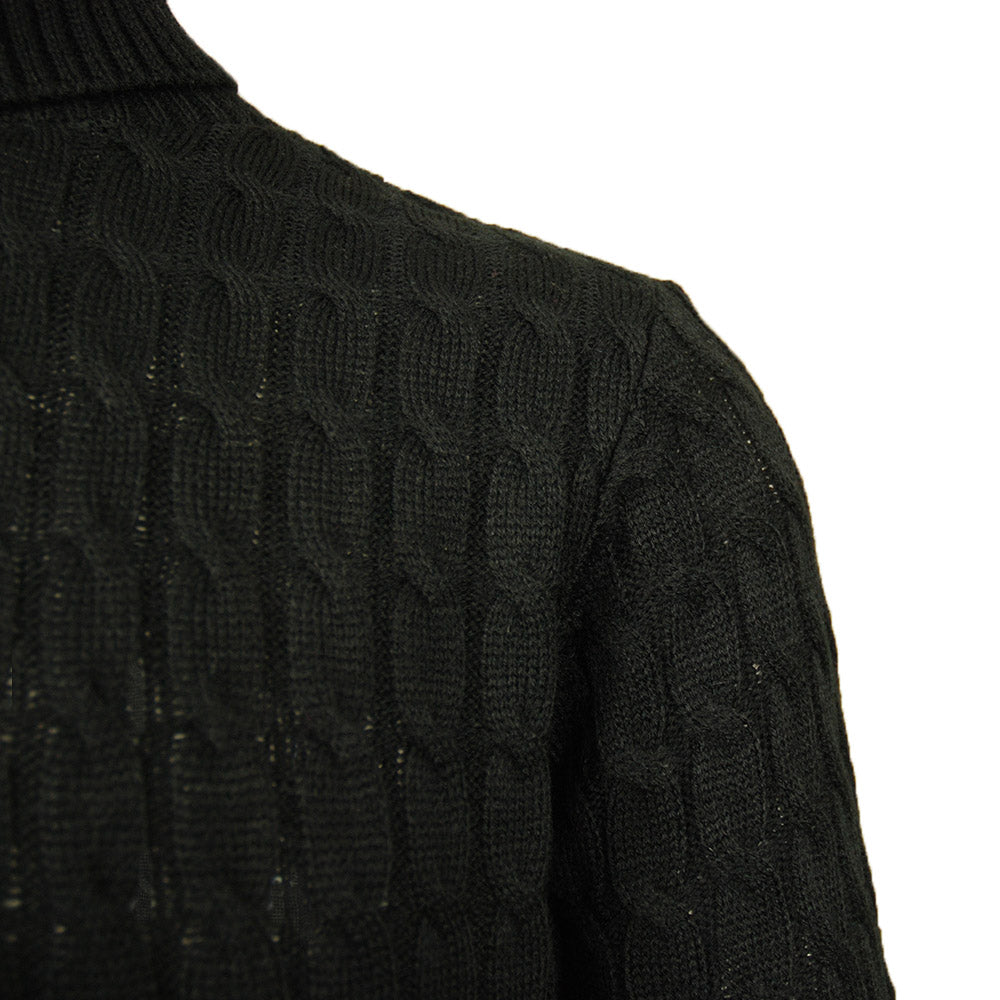 Black cable knit sweater with turtleneck Men s sweaters