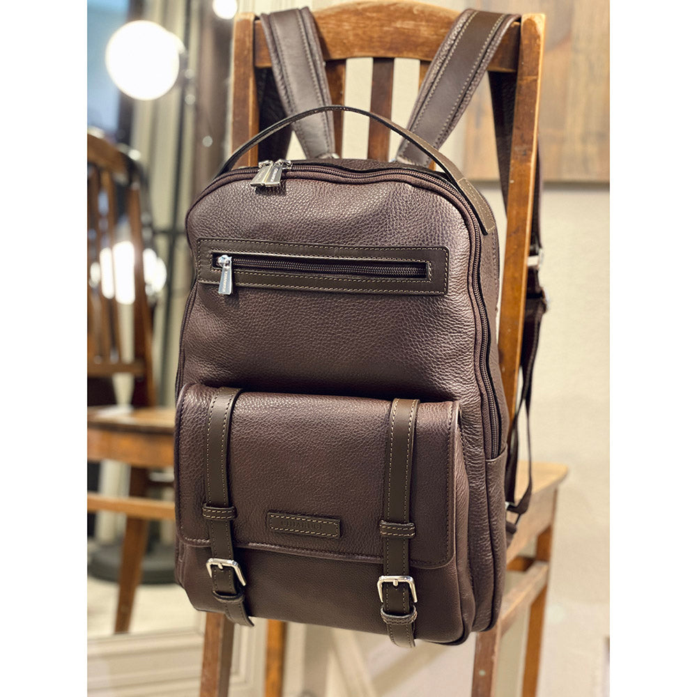 Dark brown leather backpack Classic City Chiarugi