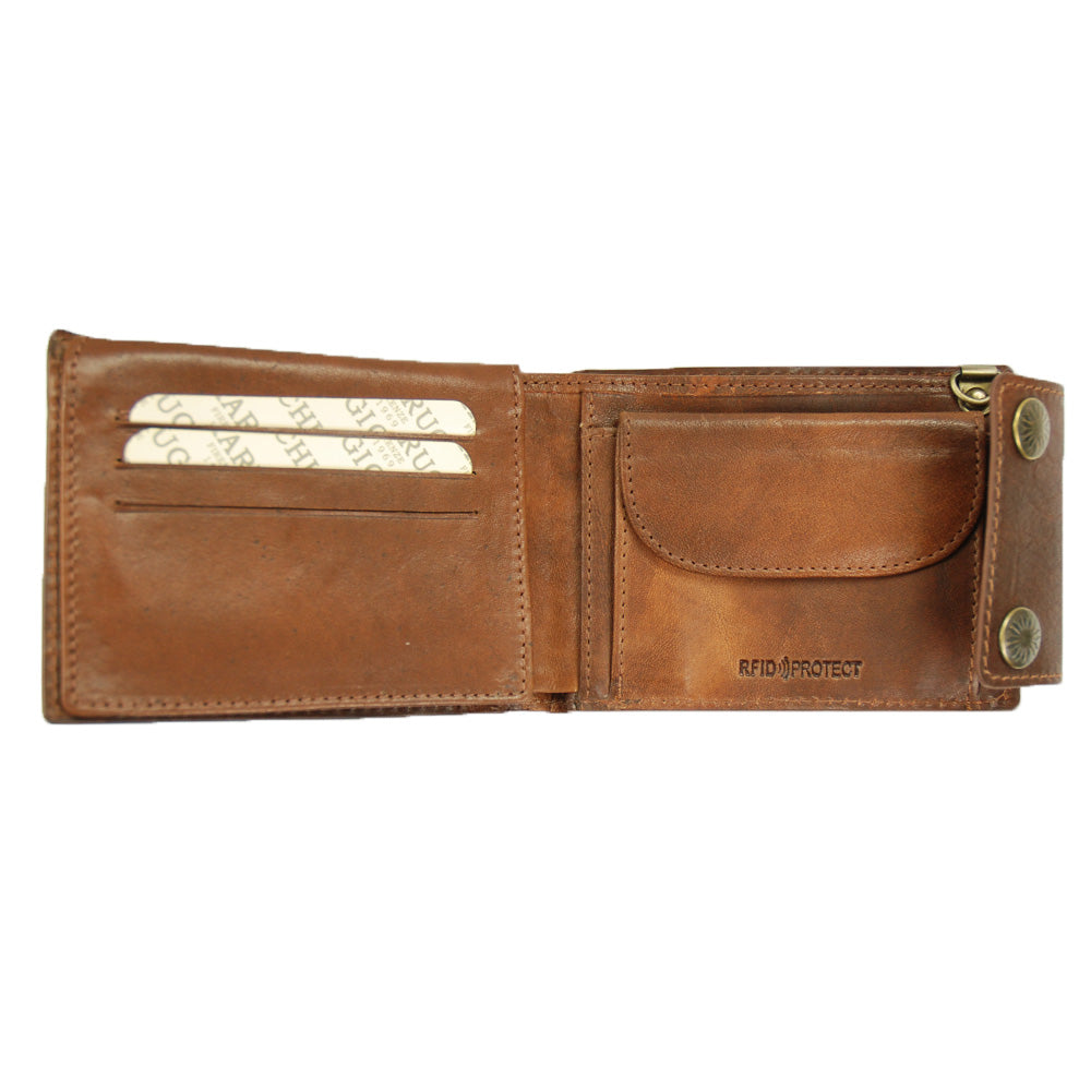 Ruskea nahkainen lompakko kolikkotaskulla ⎪ Old Tuscany ⎪ Chiarugi