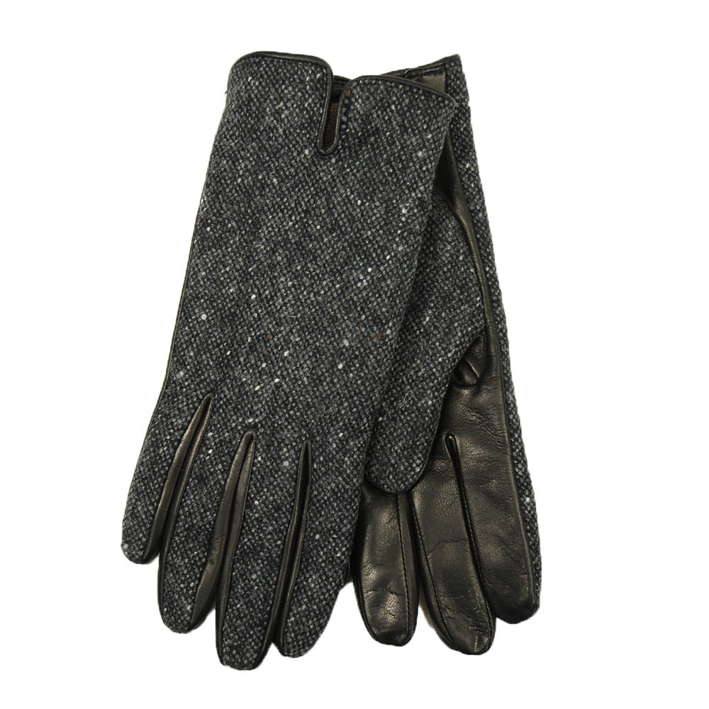 Black Tweed Sheepskin Gloves Chester Jefferies