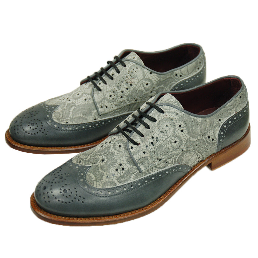 Gray leather shoe with pattern⎪Cerruti Sergio