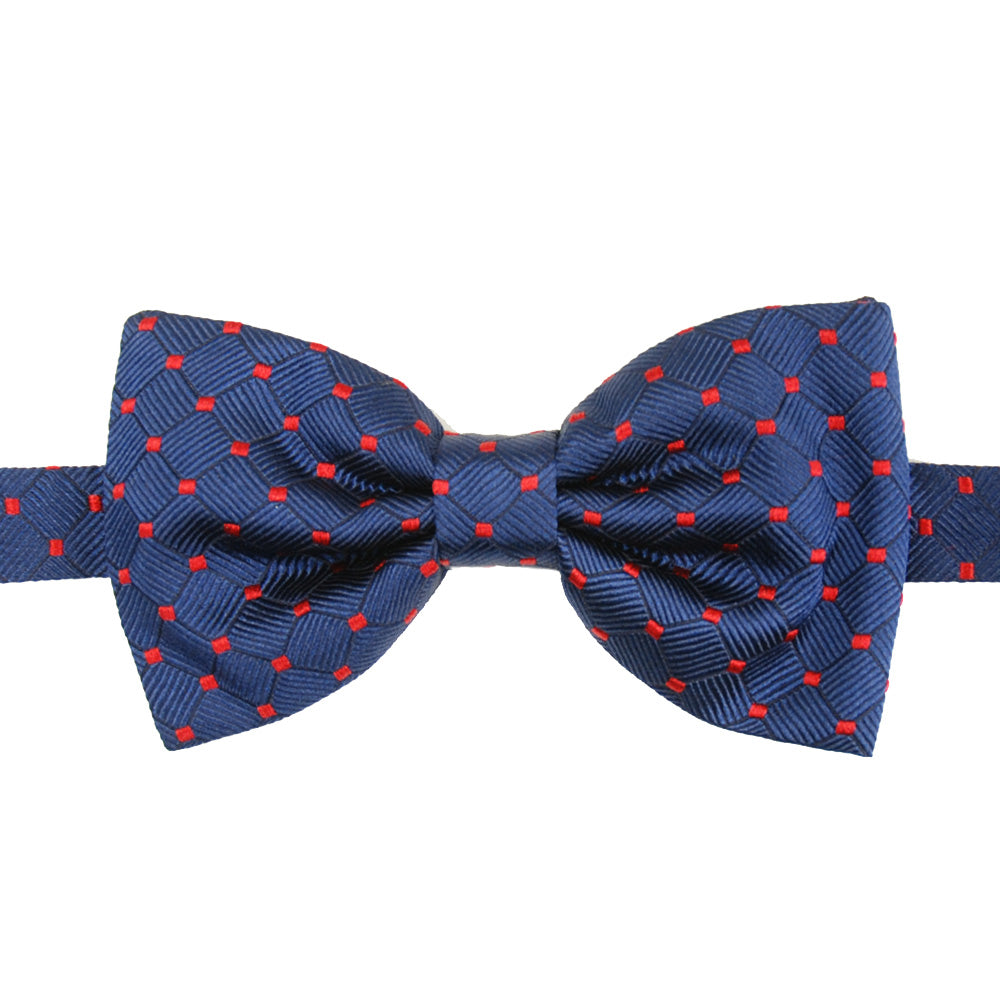 Dark blue silk bow tie with a red pattern⎪ Giorgio Redaelli