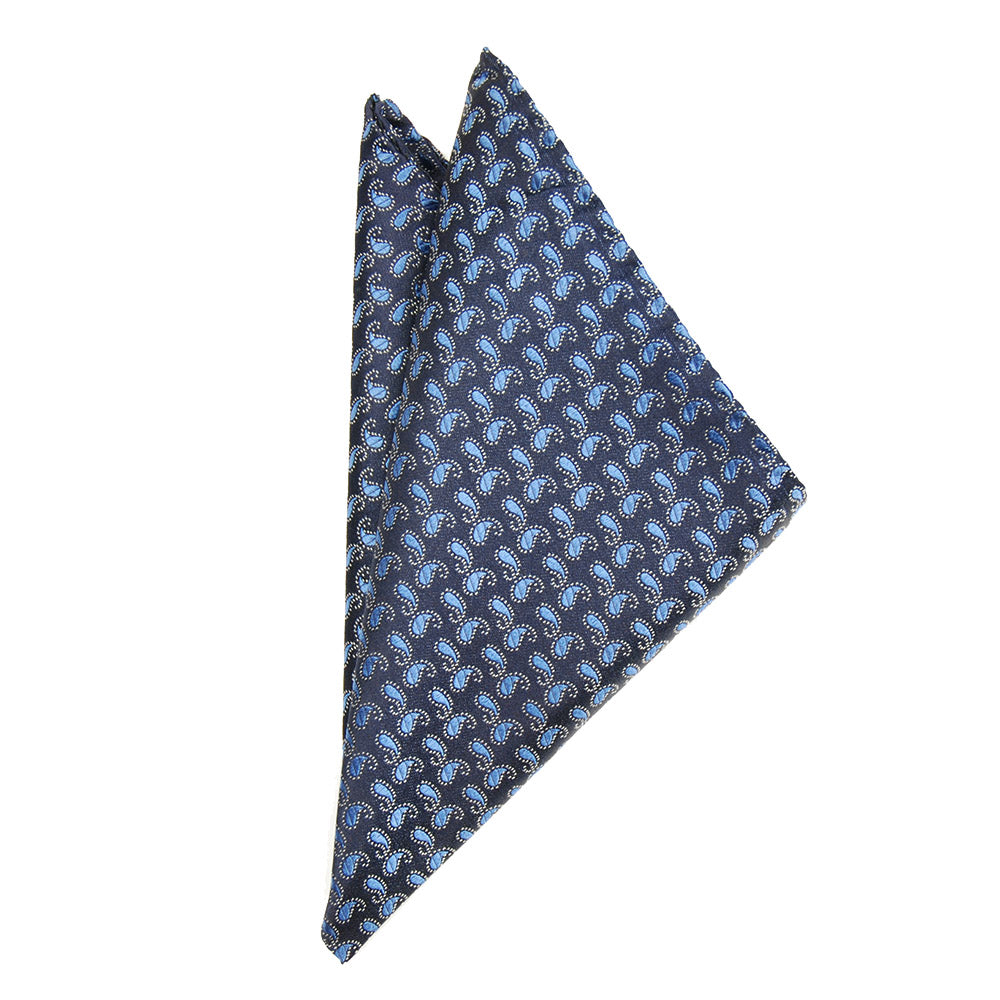 Dark blue paisley patterned pocket square⎪ Giorgio Redaelli