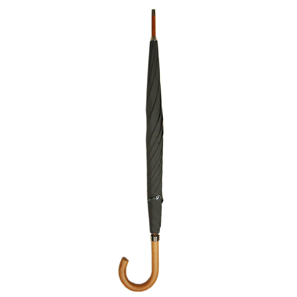 Gray umbrella with wooden handle ⎪Ince Umbrellas