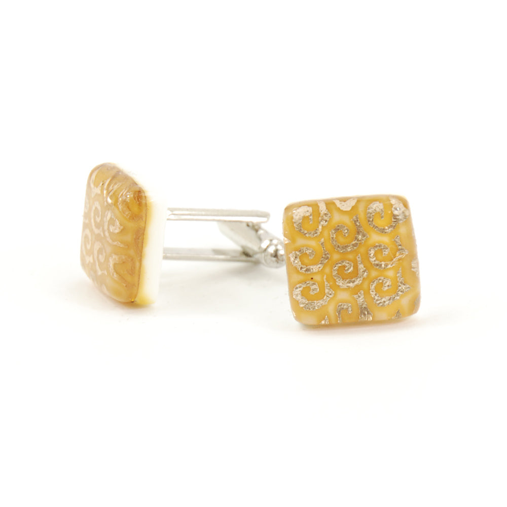 Goldgelbe Manschettenknöpfe aus Glas ⎪ Tinti Matteo Murano