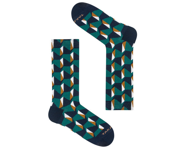 Green patterned socks 15M4⎪ Back
