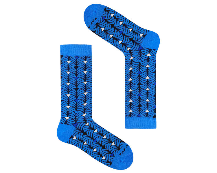 Blaue gemusterte Socken 1930⎪Art Deco⎪ Takapara