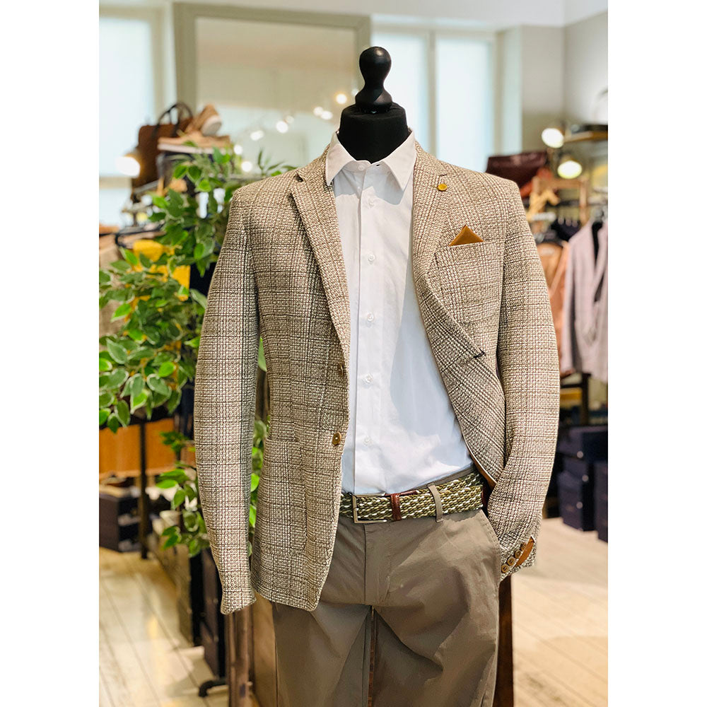 Beige checkered blazer Fermo Xagon Man