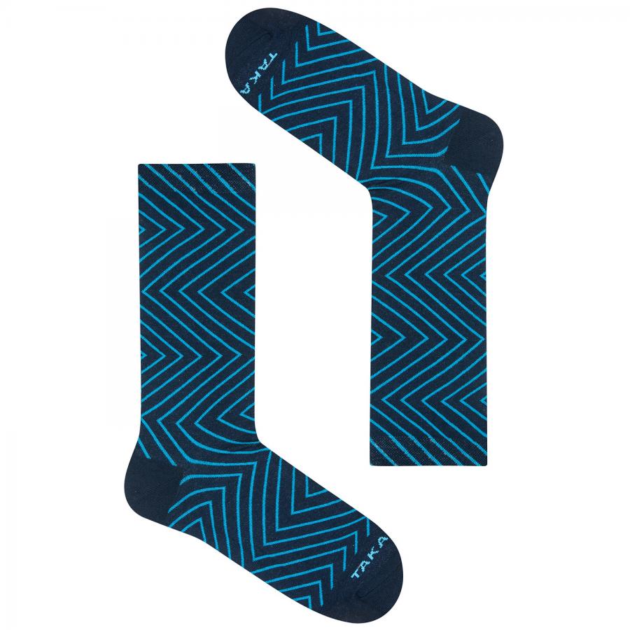 Stribede mørkeblå sokker U9M4 ⎪Takapara