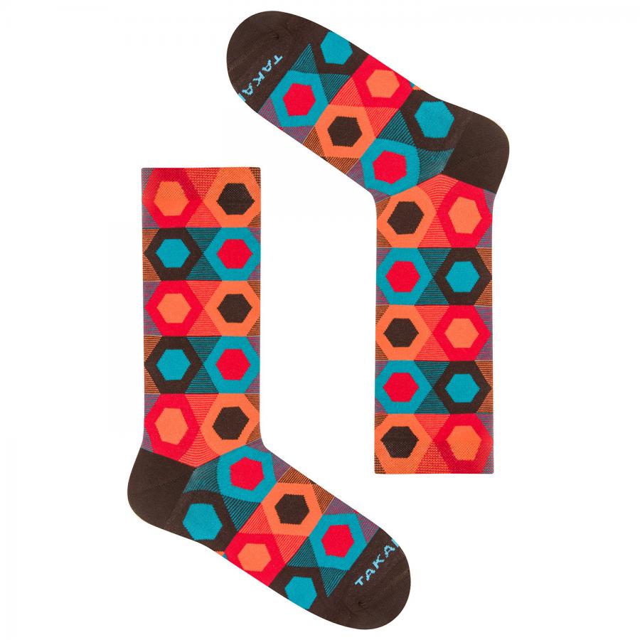 Brown patterned socks 1M2 ⎪Takapara