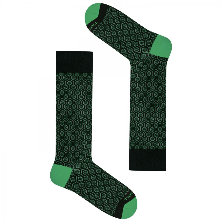 Green merino wool socks in a gift box 60M4 ⎪Back