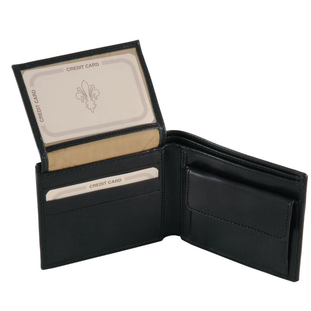 Svart läderplånbok med myntficka ⎪Tuscany Leather