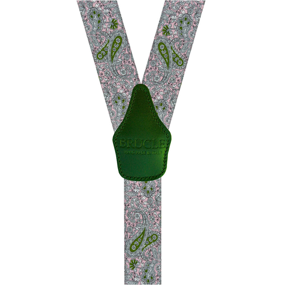 Green / Pink paisley braces⎪ Brucle