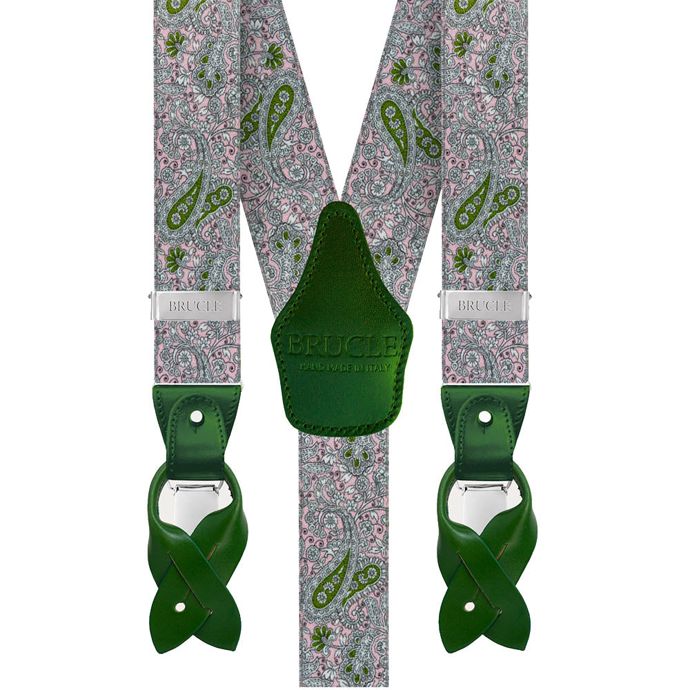 Green / Pink paisley braces⎪ Brucle